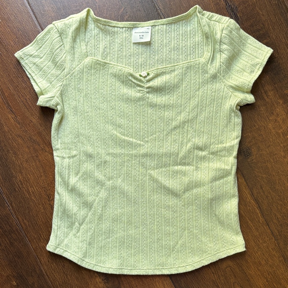 Abercrombie kids 9/10 Light Green Square Neck Short Sleeve Top